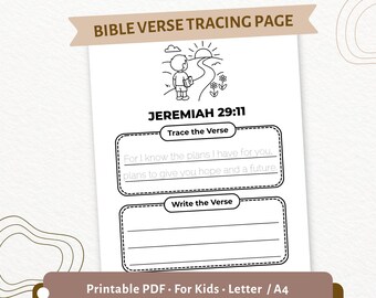 Jeremia 29:11 Ablaufverfolgungsseite für Kinder | Bibelvers Handschrift Aktivität | Schrift nachverfolgen und schreiben | Sonntagsschule PDF | CPD70