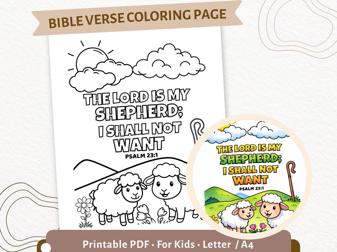 Kids Bible Coloring Page – the Lord is My Shepherd Psalm 23:1 ...
