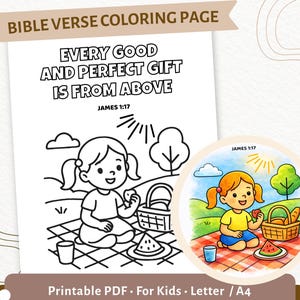 Every Good and Perfect Gift Coloring Page | James 1:17 Bible Verse Printable for Kids | Christian Homeschool Activity PDF | CPD27