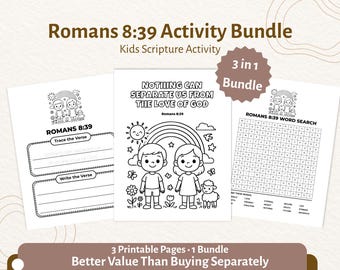 Romani 8:39 Pacchetto di attività per bambini / Da colorare, tracciare e cercare parole / Nulla può separarci / PDF per la scuola domenicale / CPD77