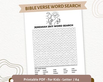 Jeremia 29:11 Wortsuchlauf für Kinder | Bibel Vers Aktivität Printable | Hoffnung und Zukunft Arbeitsblatt | Sonntagsschule PDF | CPD73