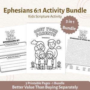 Ephesians 6:1 Activity Bundle for Kids | Coloring Tracing Word Search ...