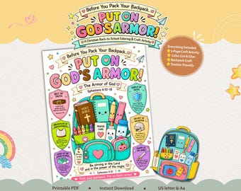 Bastelidee „Gottes Rüstung“ für Kinder, christliche Aktivität zum Schulanfang, Sonntagsschule, Kinderbibelwoche, Bibel-Malvorlage, Epheser 6 CPD125