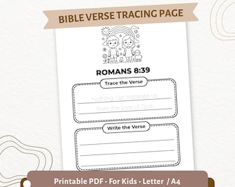 Romani 8:39 Pagina da ricalcare per bambini / Attività di scrittura a mano con versetti biblici / Nulla può separarci (stampabile) / PDF per la scuola domenicale / CPD75