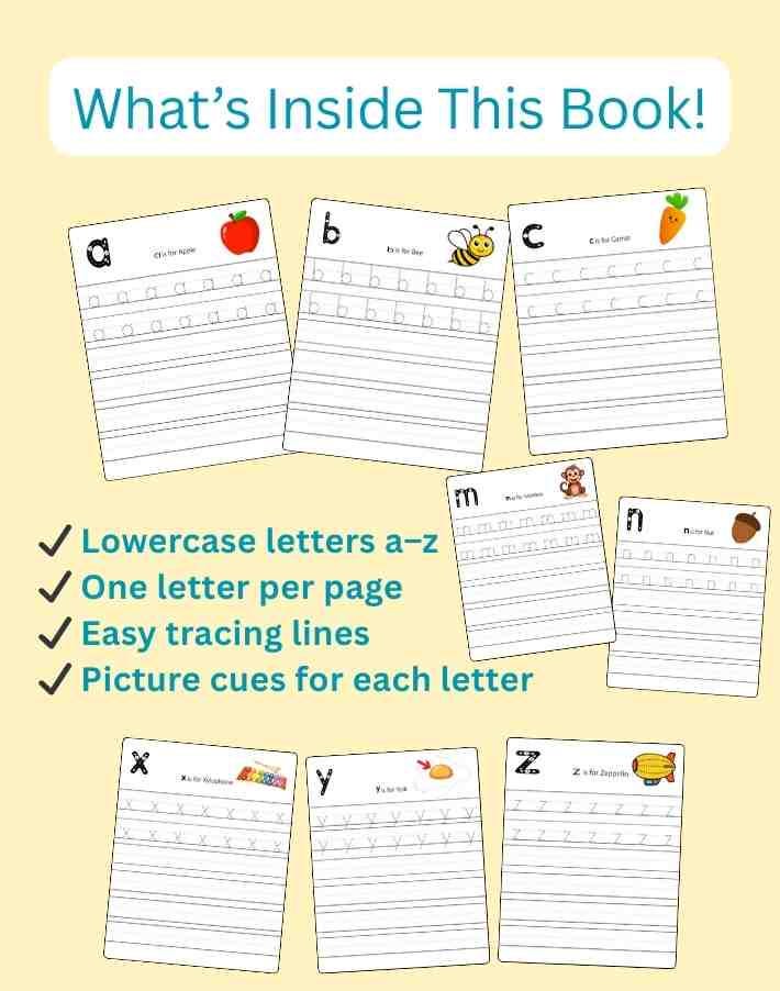 Lowercase Letter Tracing Worksheets for Preschool | A–z Alphabet ...