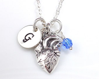 Anatomical Heart Necklace Sterling Silver | Heart Jewelry | Heart Necklace | Zombie Heart Necklace | Realistic Heart Necklace | Valentine