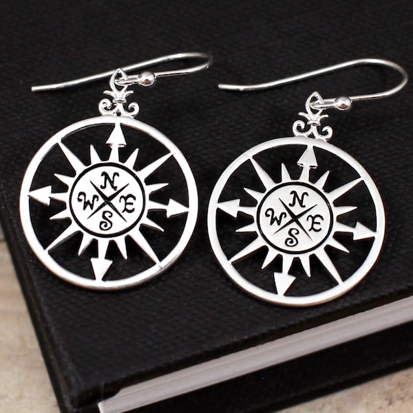 Compass Rose Earrings | Compass Earrings | Silver Compass Rose Earrings | Nautical Earrings | Talisman Earrings | Symbolic Earrings