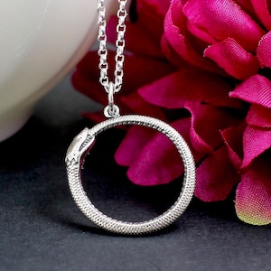Ouroboros Necklace, Sterling Silver, Snake Necklace, Talisman Necklace, Snake Eating Tail, Jewelry, Ouroboros Choker, Ouroboros Snake