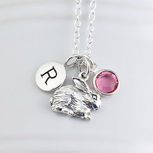 Personalized Easter Necklace, Easter Bunny Necklace, Easter Rabbit Necklace, Sterling Silver Charm Necklace, Easter Jewelry, Easter Gifts