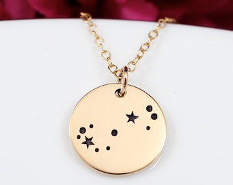 Gold Scorpio Constellation Necklace - Scorpio Star Sign Necklace in Italian Bronze on a Gold Filled Chain