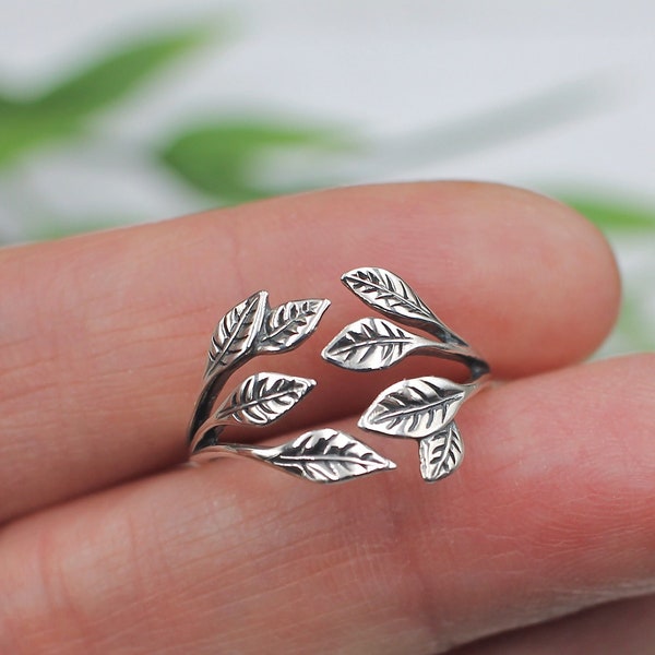 Leaf Ring or Earrings, Adjustable Ring, Branch Ring, Leaf Rings for Women, Leaf Jewelry, Nature Ring, silver leaf ring, rings for women