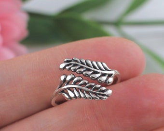 Leaf Ring in Sterling Silver, Fern Ring, Plant Ring, Olive Leaf Ring, Leaves Ring, Fall Leaf Ring, for Women, Leaf Jewelry, Adjustable ring