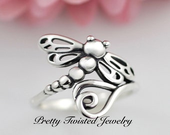Dragonfly Ring Necklace, Sterling Silver, for women, Dragonfly Jewelry, Spiritual Jewelry, Spirit Ring, Entomology, Anisoptera, Cottage Core