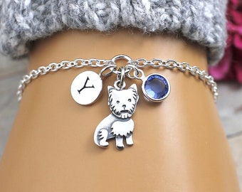 Yorkie Bracelet, Yorkie Jewelry, Yorkie Memorial Gift, Yorkshire Terrier Jewelry, Sterling Silver Charm Bracelet