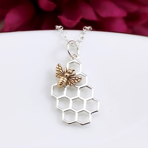 Bee Necklace in Sterling Silver, bumble bee necklace, honey bee necklace, tiny bee necklace, bee necklace silver, bee charm necklace