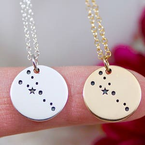 Taurus Constellation Necklace - Taurus Necklace in Sterling Silver or Bronze on 14K Gold Filled Chain