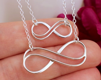 Mother Daughter Infinity Necklace Sterling Silver, Mother Daughter Necklace Set, Mother Daughter Jewelry, Big Sister Little Sister Necklace