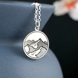Mountain Necklace in Sterling Silver, For Women, Dainty Mountain Necklace, Mountain Range, The mountains are calling and I must go, Gift for