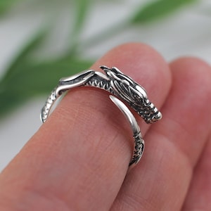 Dragon Ring in Sterling Silver, Viking Ring, sterling silver dragon ring, dragon jewelry, dragon ring men or women, goth ring, silver dragon image 1