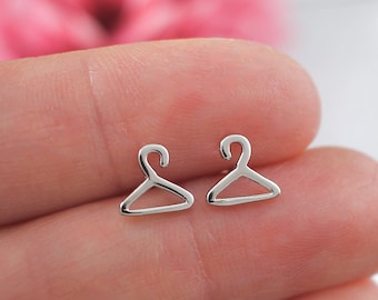 Coat Hanger Earrings in Sterling Silver, Clothes hanger stud earrings, pro choice earrings, Roe V Wade, pro choice jewelry, women's rights