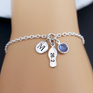 Personalized Marathon Bracelet, Marathon Runner, Marathon Running Bracelet Gift, Sterling Silver Charm Bracelet, Gift for Marathon