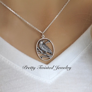 Raven Necklace, for women, Sterling Silver, Raven Pendant, Raven Jewelry, Wiccan Jewelry, Crow Necklace, Bird Necklace, Gothic Jewelry