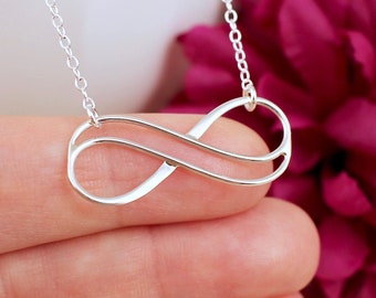 Large Double Infinity Necklace Sterling Silver | Infinity Necklace | Gift For Mother, Daughter, Wife, Sister, Friend