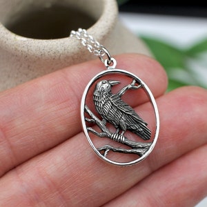 Sterling Silver Raven Necklace, Raven Pendant, Raven Jewelry, Mystic Jewelry, Corvus Jewelry, Crow Necklace, Crow Jewelry, Dainty Raven