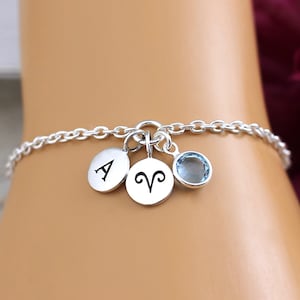 Aries Bracelet, Gifts for Women, Jewelry Sterling Silver, Aries Star Sign, Aries Zodiac Bracelet, Gift, Aries Birthday Gift, Birthstone