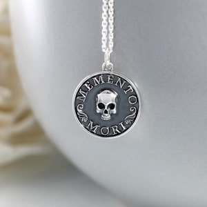 Skull Memento Mori Sterling Silver Necklace, Challenge Coin, Gothic Memento Mori, Memento Mori Jewelry Gifts, Stoicism, Memento Mori Stoic