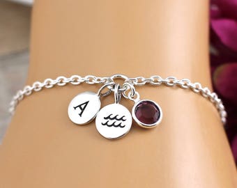 Aquarius Bracelet, Gift, Jewelry, Aquarius Star Sign Bracelet, Aquarius Birthday Gifts, Gift for Aquarius, Aquarius Zodiac Bracelets, Charm