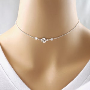 Lotus Necklace sterling silver moonstone choker yoga necklace jewelry gifts for women dainty layering necklace bridesmaid wedding