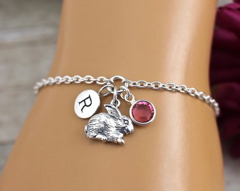 Easter Bracelet, Easter Bunny Bracelet, Easter Rabbit Bracelet, Sterling Silver Charm Bracelet, Easter Jewelry, Personalized Easter Gifts