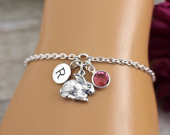 Easter Bracelet, Easter Bunny Bracelet, Easter Rabbit Bracelet, Sterling Silver Charm Bracelet, Easter Jewelry, Personalized Easter Gifts