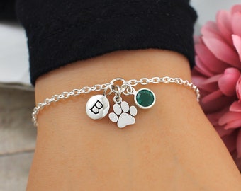 Personalized Paw Print Bracelet, Paw Print Jewelry, Dog Paw Bracelet, Cat Paw Bracelet, Pet Memorial Bracelet, Pet Remembrance Bracelet