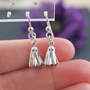 Sterling Silver Ghost Earrings, Witchy Earrings, Goth Earrings, Fall or Autumn Earrings, Halloween Birthday, Phantom Jewelry