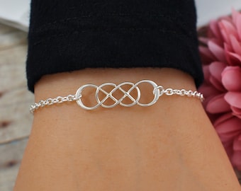 Double Infinity Bracelet, Infinity Bracelet, Sterling Silver, Infinity Jewelry, Sister Bracelet, Best Friend Bracelet, Gift for Best Friend