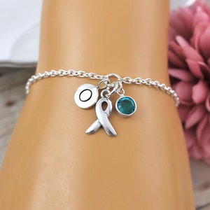 Personalized Ovarian Cancer Bracelet in Sterling Silver, Ovarian Cancer Awareness, Ovarian Cancer Gifts, Ovarian Cancer Survivor Gift