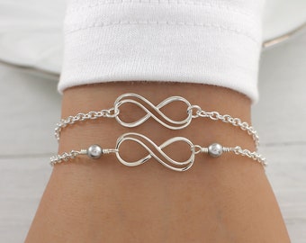 Infinity Bracelet, Sterling Silver Infinity Bracelet, Infinity Pearl Bracelet, Infinity Jewelry, Bridesmaid Bracelet, Bridesmaid Gift