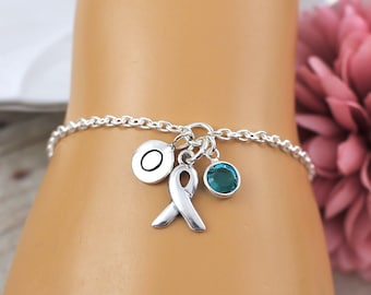Personalized Ovarian Cancer Bracelet in Sterling Silver, Ovarian Cancer  Awareness, Ovarian Cancer Gifts, Ovarian Cancer Survivor Gift