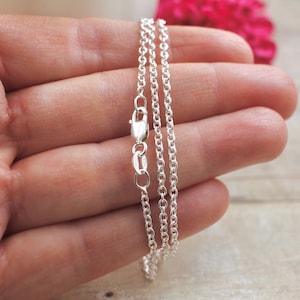 Sterling Silver Cable Chain Necklace, 925 Sterling Silver, 2mm Heavy Cable Chain, Finished Necklace, Necklace Chains, Chain Necklace