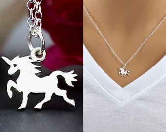 Unicorn Necklace - Sterling Silver Tiny Unicorn Charm Necklace - Magical Unicorn Jewelry