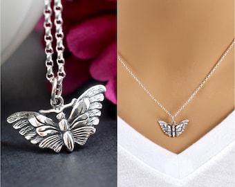 Butterfly Moth Necklace, Sterling Silver, Butterfly Necklace, Moth Necklace, Butterfly Jewelry, Moth Jewelry, Choker, Charm Necklace,