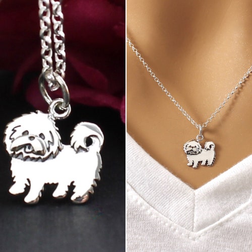 Sterling Silver Maltese Dog Charm Necklace Silver Maltese Dog Etsy