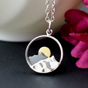 Sterling Silver Mountain Necklace, Minimalist Hiking Jewelry, Nature Lover Gift, Outdoor Adventure, Wanderlust Jewelry, Mountain Range Charm
