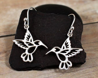 Hummingbird Earrings in Sterling Silver, Dangle Earrings, Hummingbird Gifts, Hummingbird lover, When a Hummingbird Appears Angels are Near