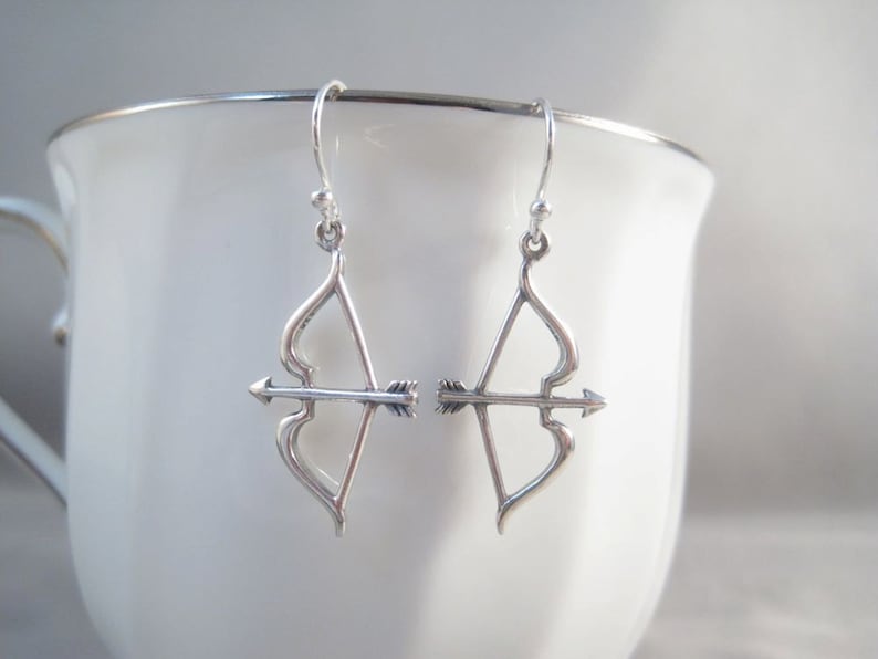 Sterling Silver Bow and Arrow Earrings Archery Earrings Etsy