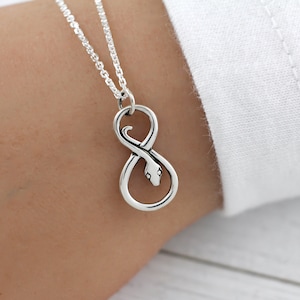 Snake Necklace, Sterling Silver, Infinity Necklace, Snake Charm Necklace, Snake Pendant Necklace, Snake Jewelry, Snake eating tail