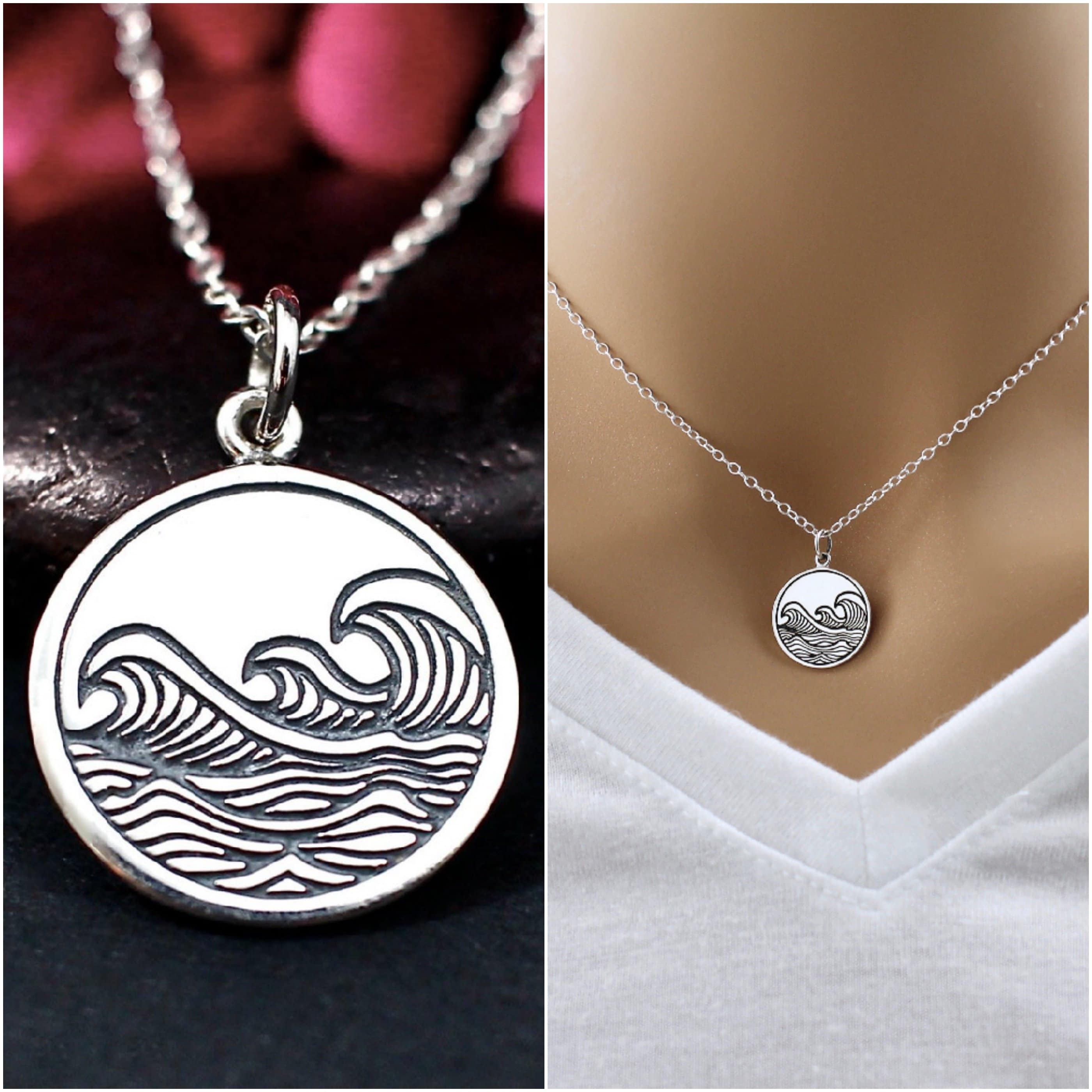 NOVICA Sterling Silver "Circle Of Waves" Pendant Necklace – Handmade Artisan Jewelry