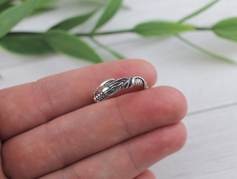 Dragon Ring in Sterling Silver, Viking Ring, sterling silver dragon ring, dragon jewelry, dragon ring men or women, goth ring, silver dragon image 5